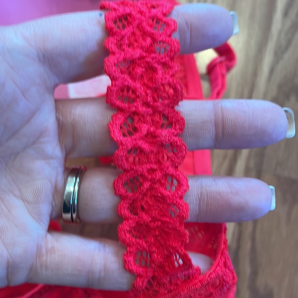 Victoria's Secret PINK Red Pink Racerback Front Hook Lace Push Up Bra Size 34C - Picture 7 of 8